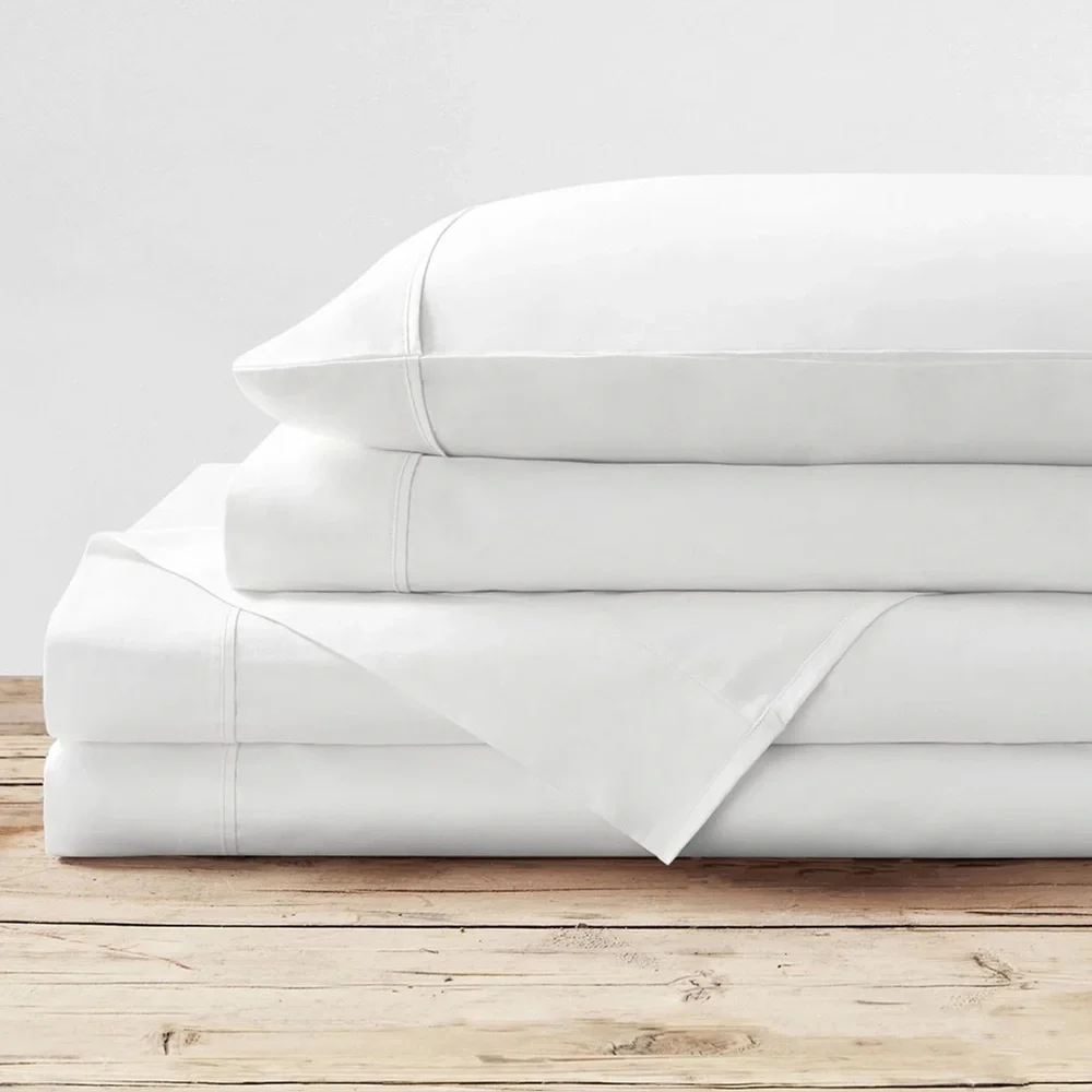 Purity Home 300 Thread Count Organic Cotton Percale King Sheet Set -White